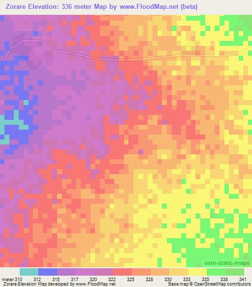 Zorare,Niger Elevation Map