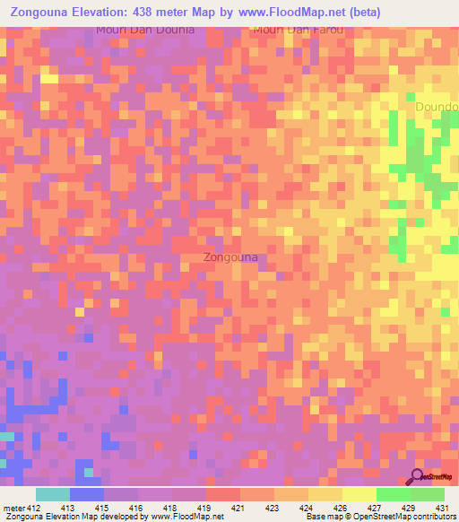 Zongouna,Niger Elevation Map