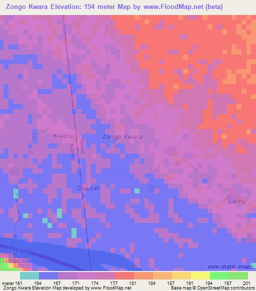 Zongo Kwara,Niger Elevation Map