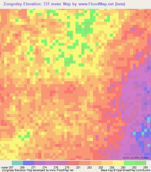 Zongodey,Niger Elevation Map