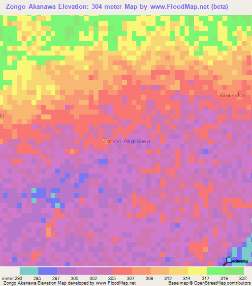 Zongo Akanawa,Niger Elevation Map