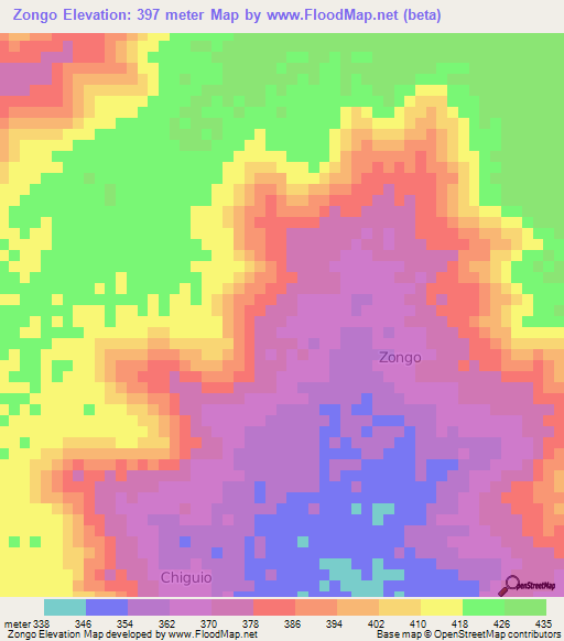 Zongo,Niger Elevation Map