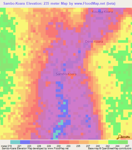 Sambo-Koara,Niger Elevation Map