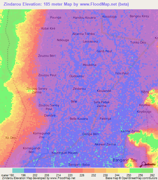 Zindarou,Niger Elevation Map