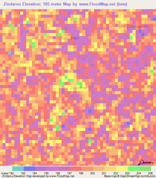 Zindarou,Niger Elevation Map