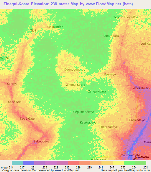 Zinegui-Koara,Niger Elevation Map