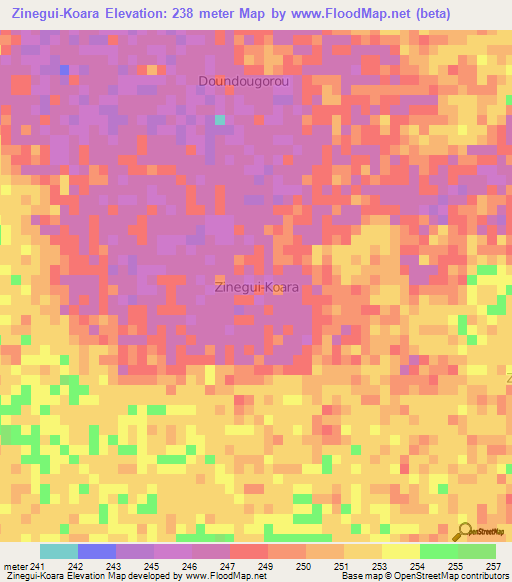 Zinegui-Koara,Niger Elevation Map