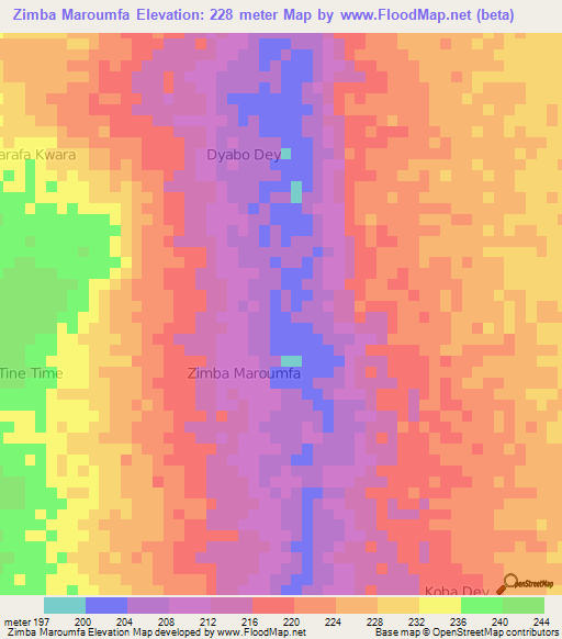 Zimba Maroumfa,Niger Elevation Map