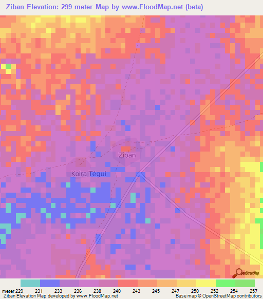 Ziban,Niger Elevation Map