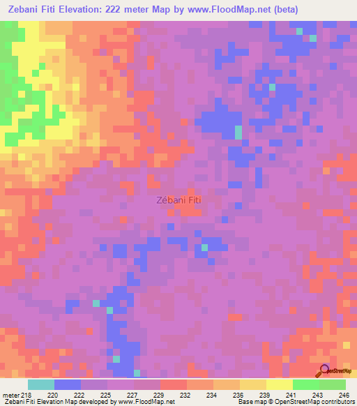 Zebani Fiti,Niger Elevation Map