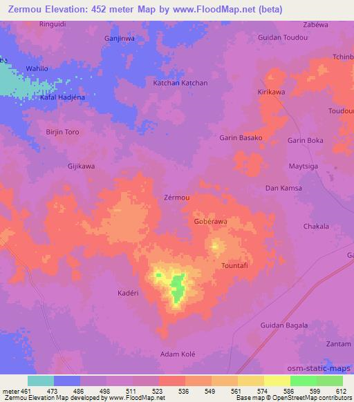 Zermou,Niger Elevation Map