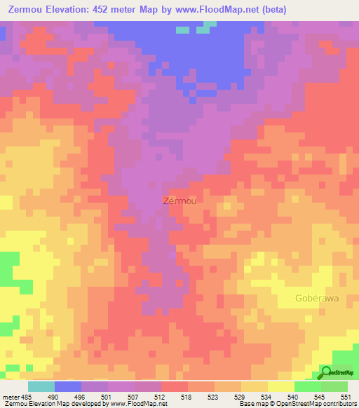 Zermou,Niger Elevation Map