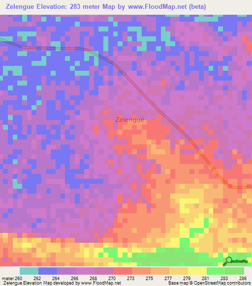 Zelengue,Niger Elevation Map