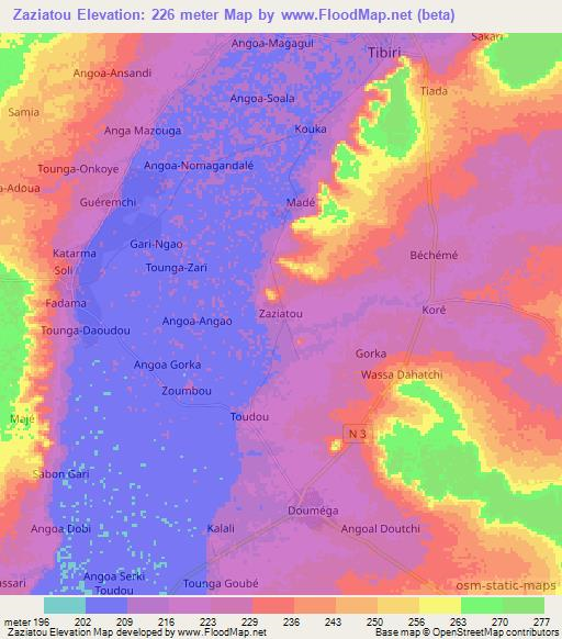 Zaziatou,Niger Elevation Map