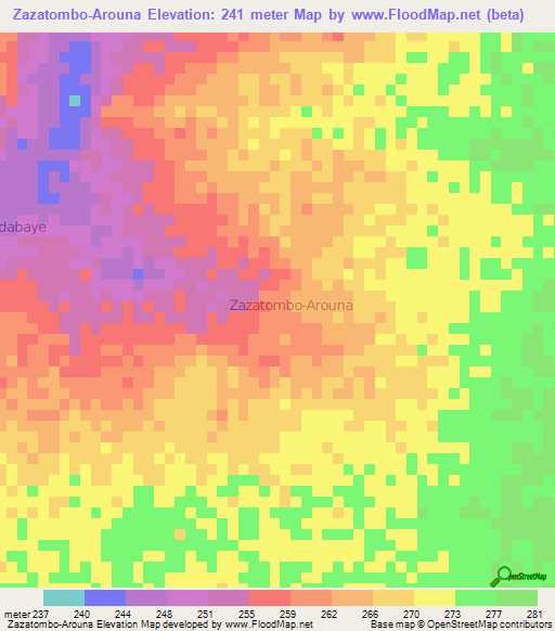 Zazatombo-Arouna,Niger Elevation Map