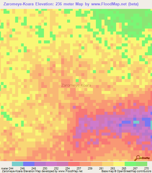 Zaromeye-Koara,Niger Elevation Map