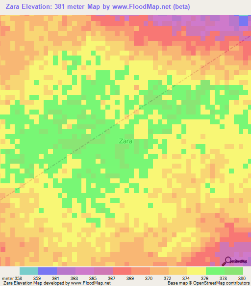 Zara,Niger Elevation Map