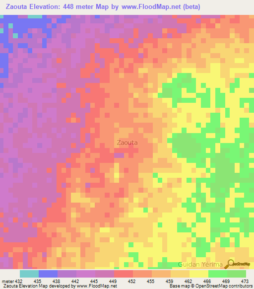 Zaouta,Niger Elevation Map