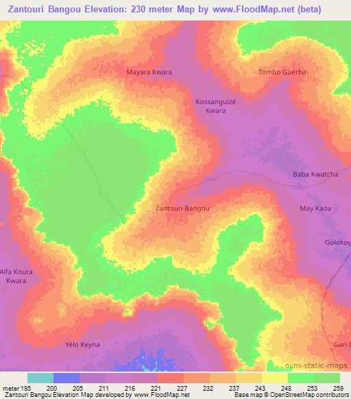 Zantouri Bangou,Niger Elevation Map