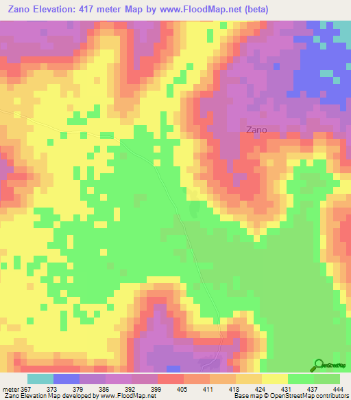 Zano,Niger Elevation Map