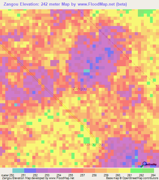 Zangou,Niger Elevation Map