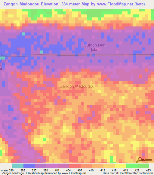 Zangon Madougou,Niger Elevation Map