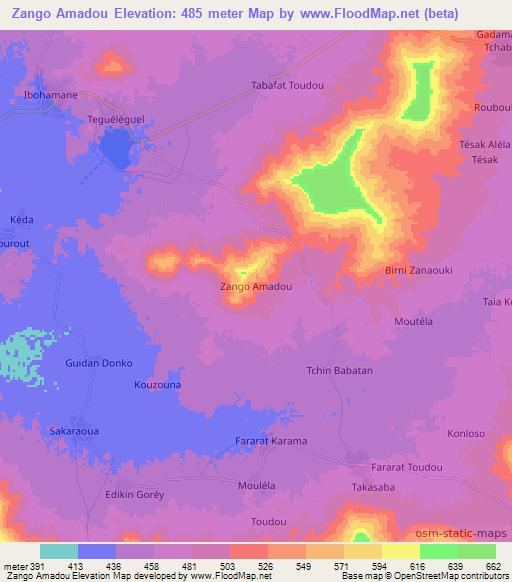 Zango Amadou,Niger Elevation Map