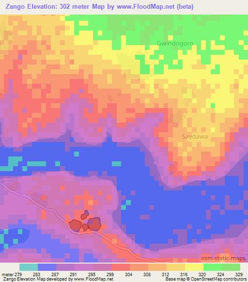 Zango,Niger Elevation Map