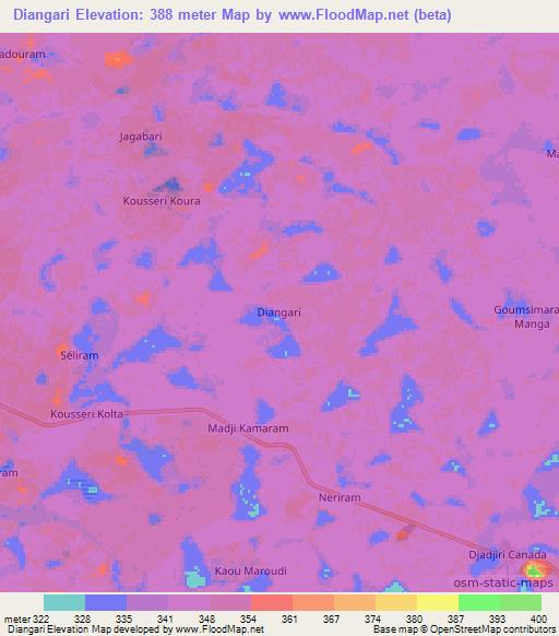 Diangari,Niger Elevation Map