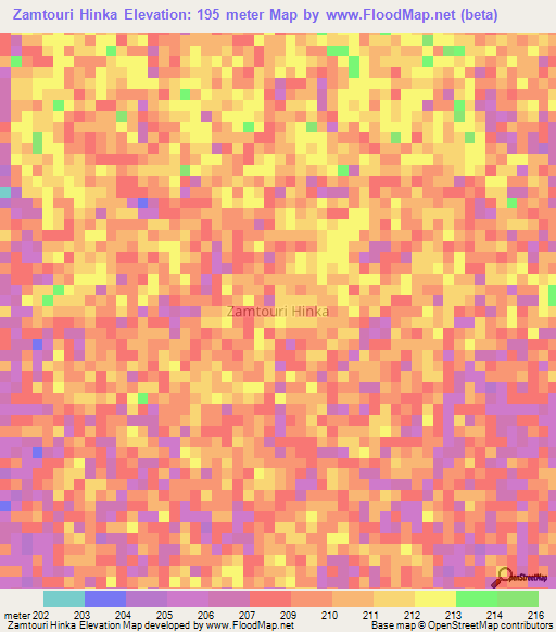 Zamtouri Hinka,Niger Elevation Map