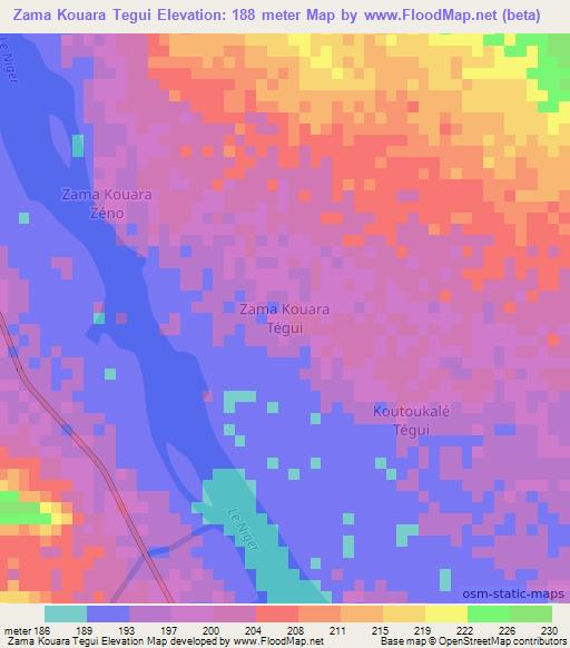 Zama Kouara Tegui,Niger Elevation Map