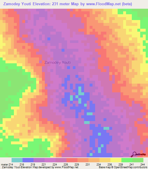 Zamodey Youti,Niger Elevation Map