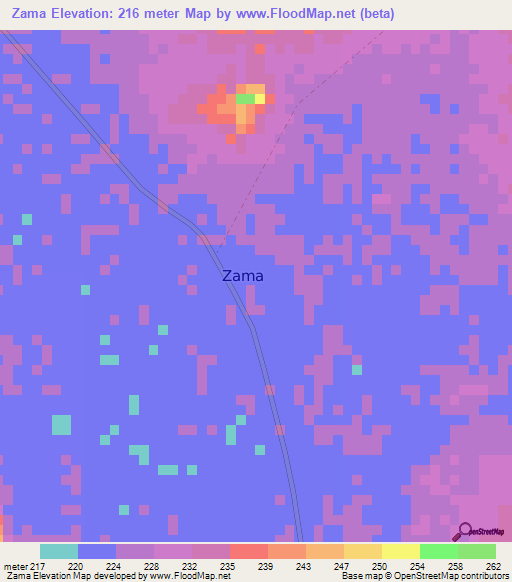 Zama,Niger Elevation Map