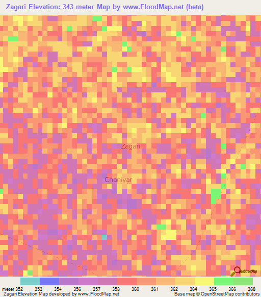 Zagari,Niger Elevation Map