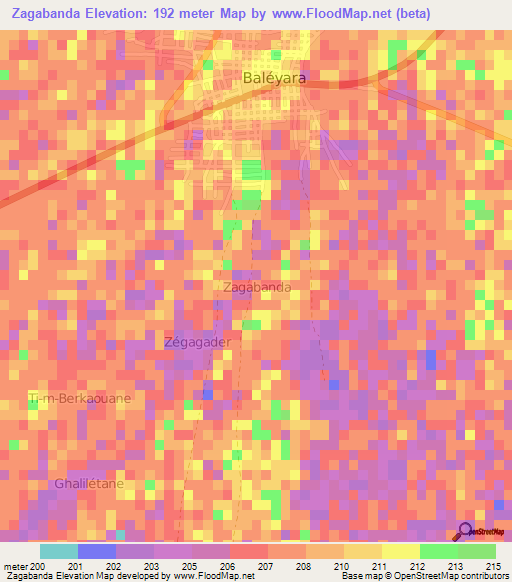 Zagabanda,Niger Elevation Map