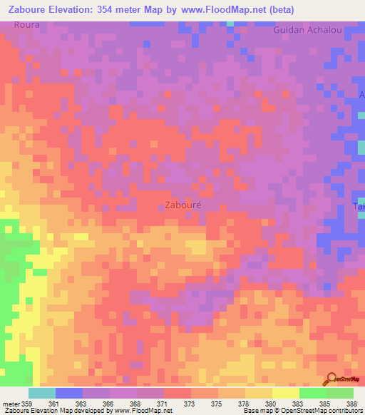 Zaboure,Niger Elevation Map