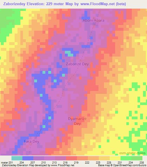 Zaborizedey,Niger Elevation Map