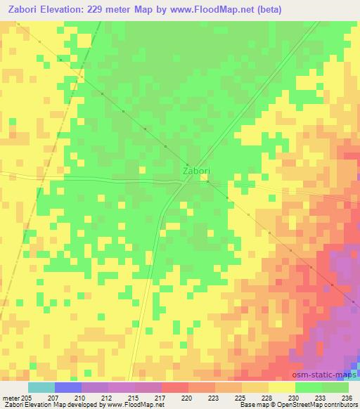 Zabori,Niger Elevation Map