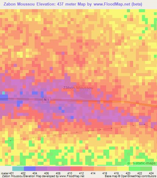 Zabon Moussou,Niger Elevation Map