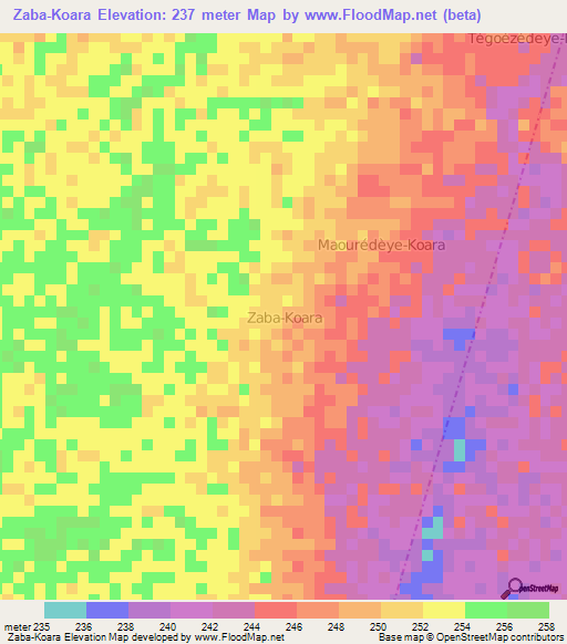 Zaba-Koara,Niger Elevation Map