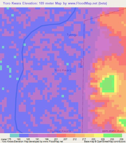 Yoro Kwara,Niger Elevation Map