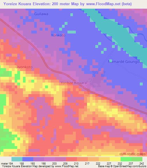 Yoreize Kouara,Niger Elevation Map