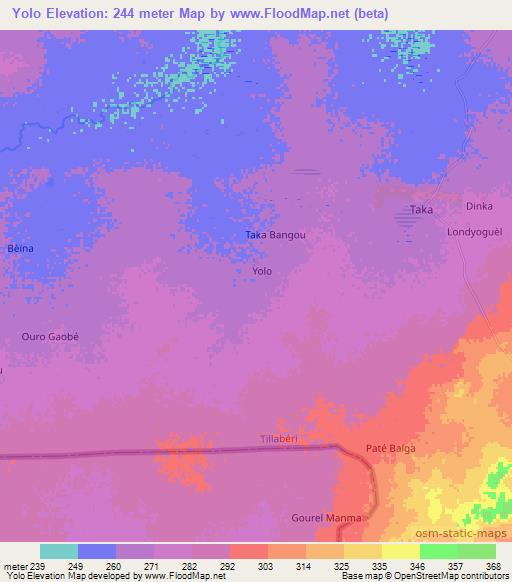 Yolo,Niger Elevation Map