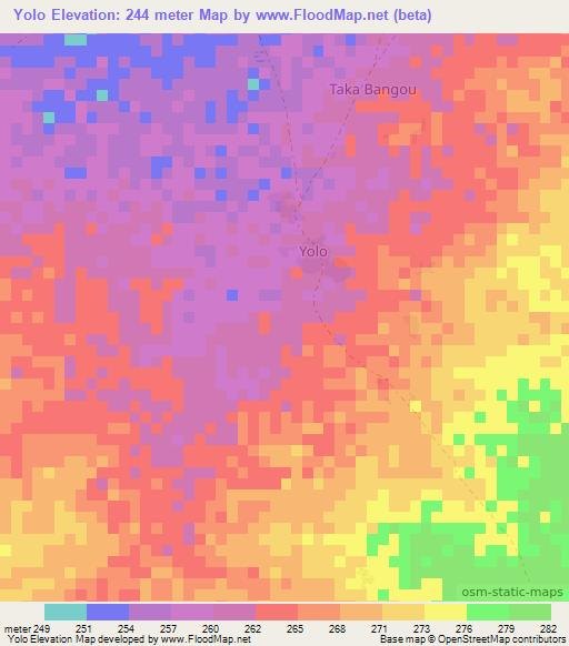 Yolo,Niger Elevation Map