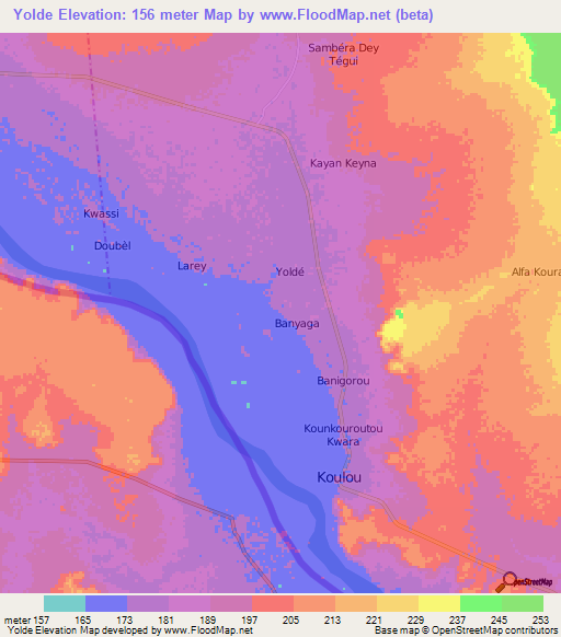 Yolde,Niger Elevation Map