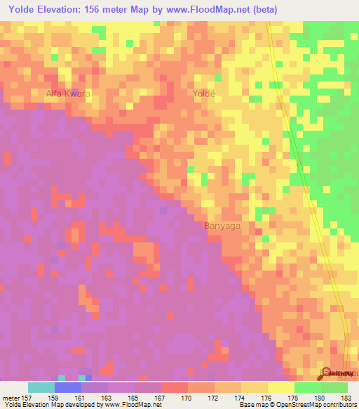 Yolde,Niger Elevation Map