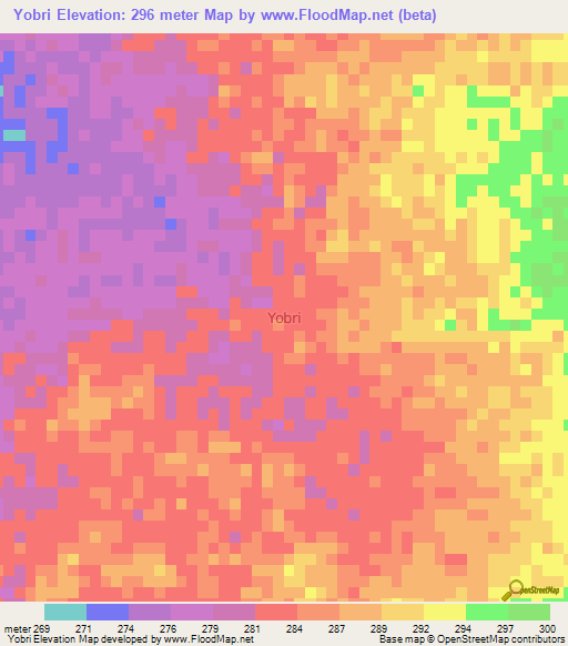 Yobri,Niger Elevation Map