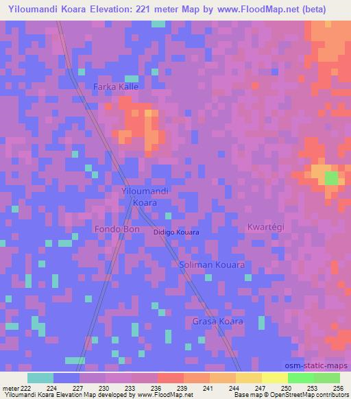 Yiloumandi Koara,Niger Elevation Map