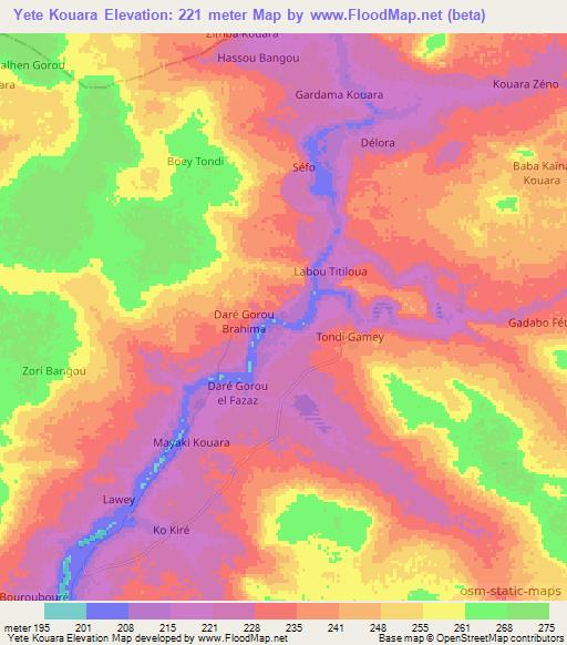 Yete Kouara,Niger Elevation Map