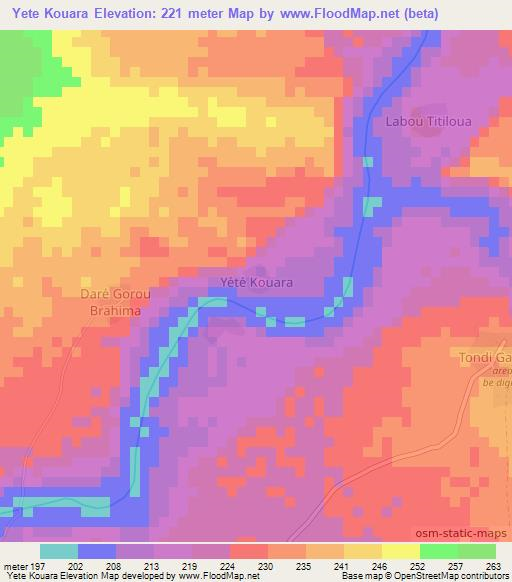 Yete Kouara,Niger Elevation Map